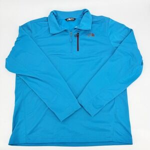 The North Face Pullover Quarter Zip Fleece Modern Mens Large Blue Active Top L